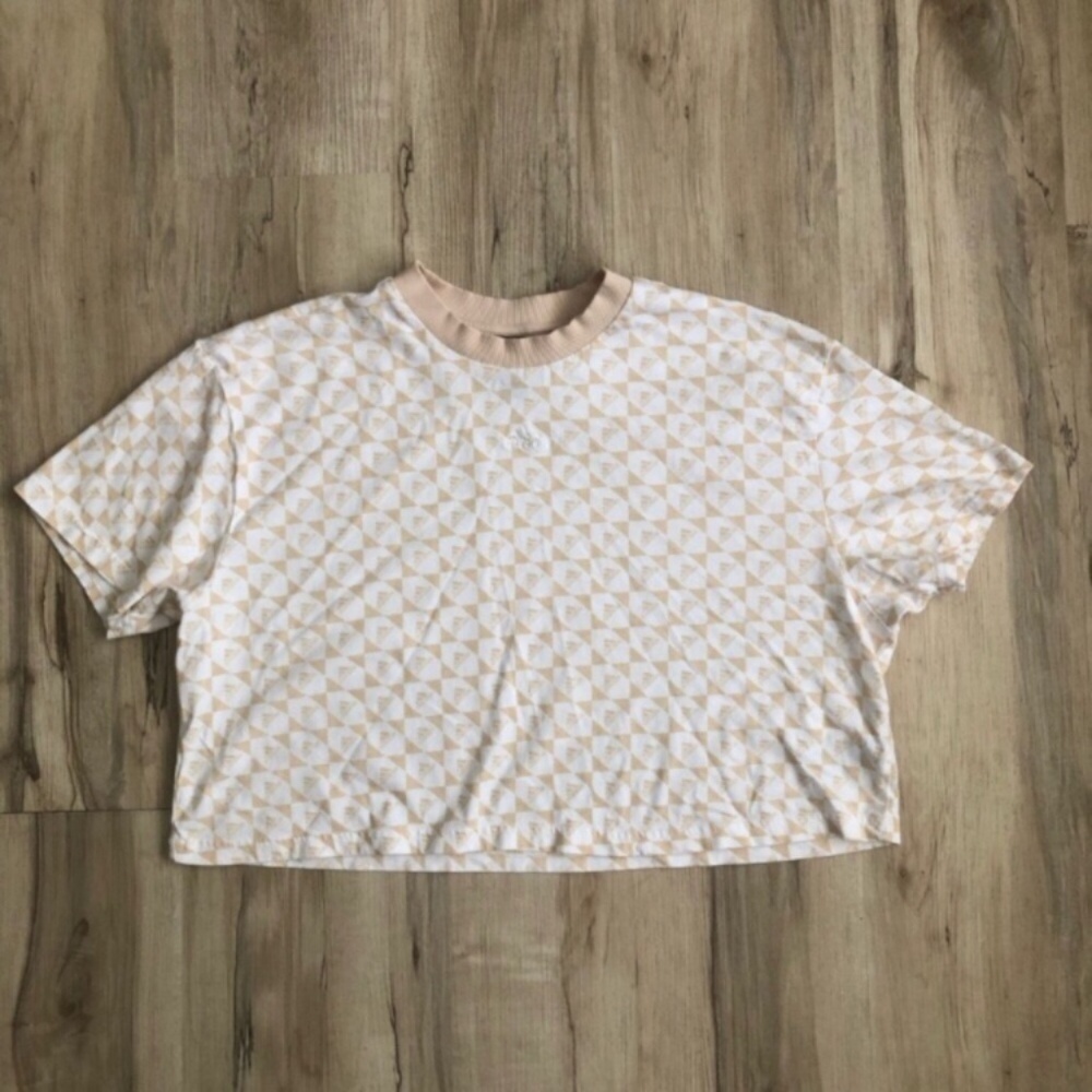 Adidas Cream Patterned Crop Top